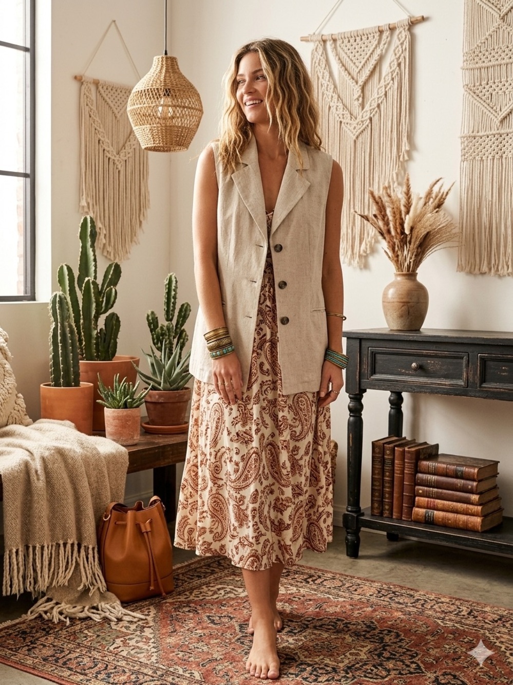 Worthington Beige Sleeveless Vest Blazer